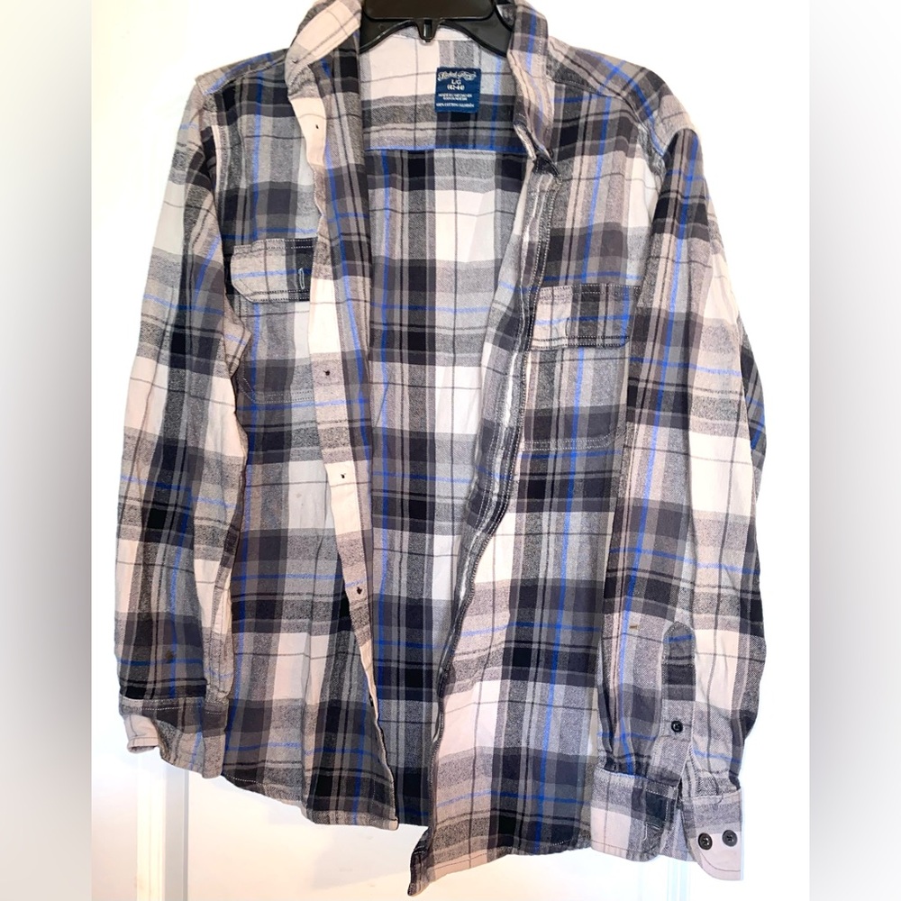 5 for $20 Faded Glory Blue and Black Plaid Shirt